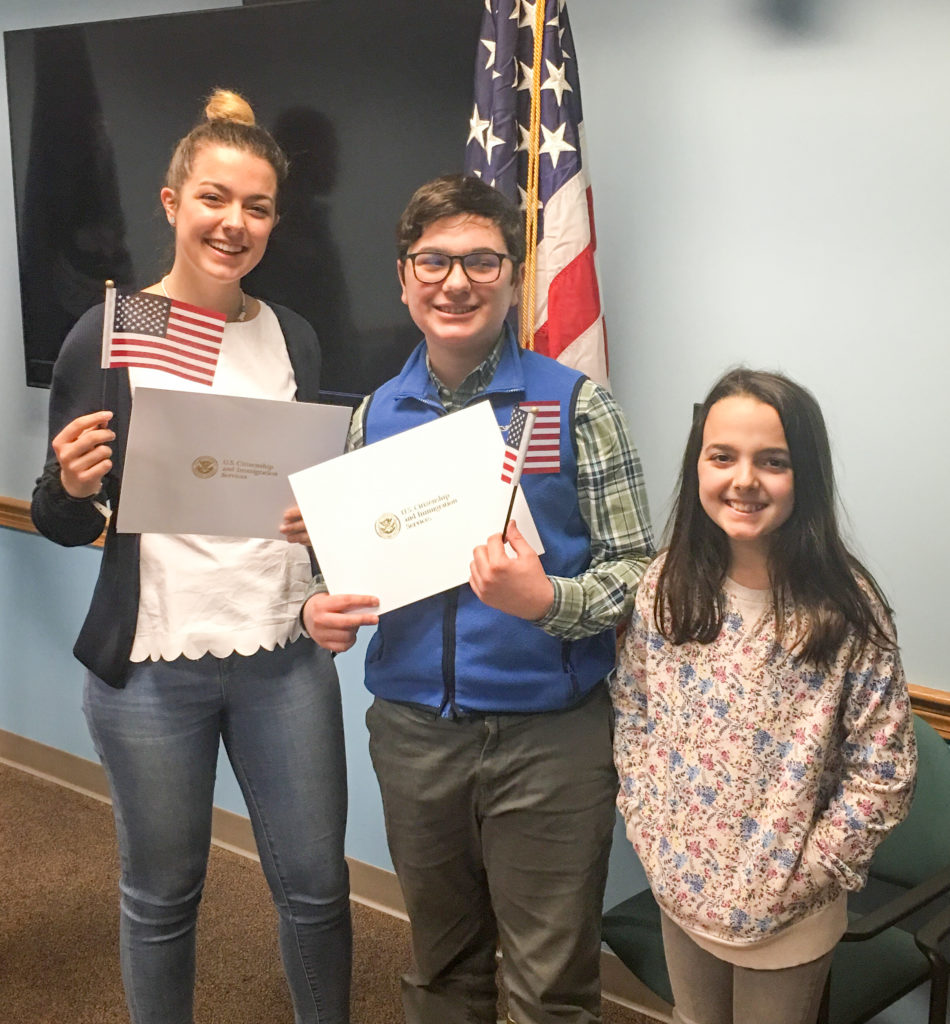 Three Children at naturalization services
