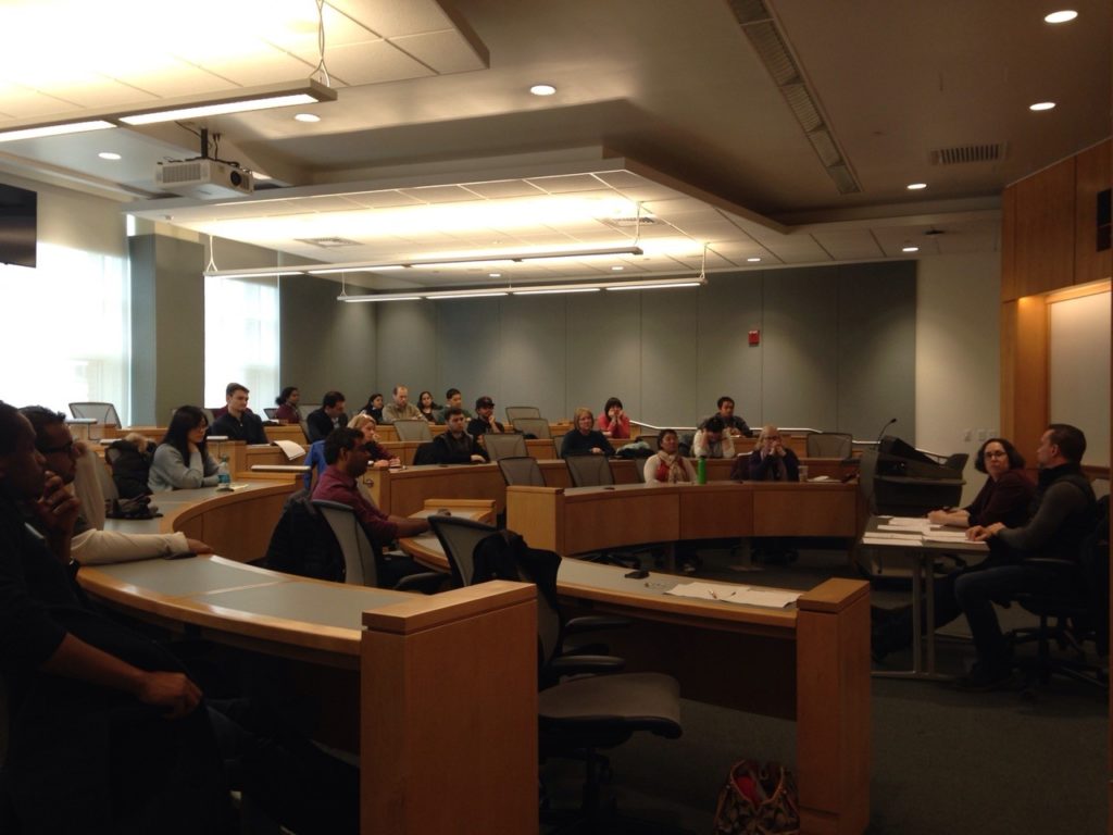 Attorneys Russell Ford and Sara Fleming present to nearly 30 professors and students at UNH.